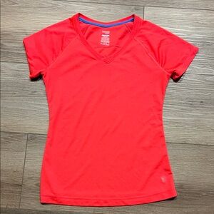 Danskin Now Bright Orange Short Sleeve V-Neck Tee